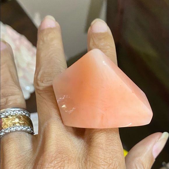 Peach swirl marble Cocktail costume Superpower resin ring handmade OOAK chunky 8 - Picture 5 of 6